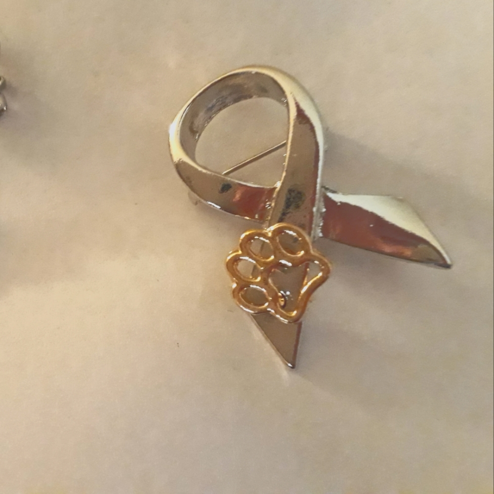 Pet paw print ribbon pin